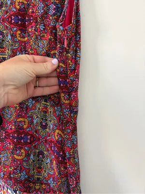Anthropologie Maeve Violette Sleeveless Asymmetrical Hem Paisley Pink Red Dress thumbnail 5