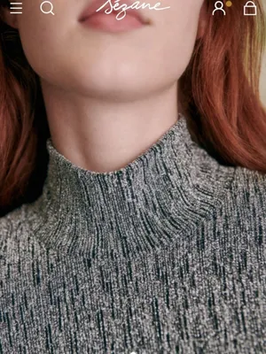 SEZANE Silver Nemy Jumper Size XS Metallic Mock Neck Turtleneck Top Long Sleeve thumbnail 3