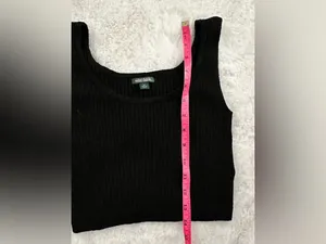 WILD FABLE Black Ribbed Cropped Tank Top Sleeveless Soft Stretch Knit XS thumbnail 4