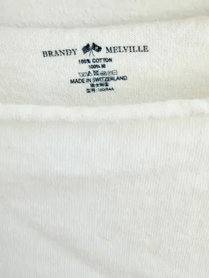 Brandy Melville White Off the houlder Crop Top 100% Cotton thumbnail 2