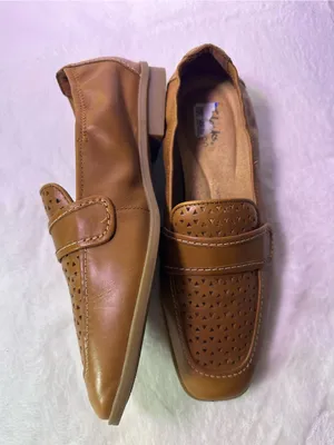Clarks Women's Perforated Leather Penny Loafers in Tan thumbnail 4