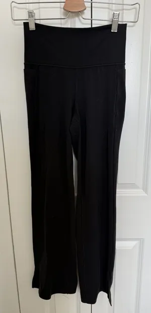 Athleta S PetiteElation Ultra High Rise Split Slim Flare Pant Black Yoga thumbnail 1