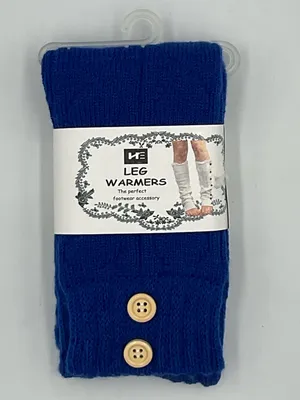 NWT HE Bright Blue Button-accented Leg Warmers One Size Fits Most thumbnail 2