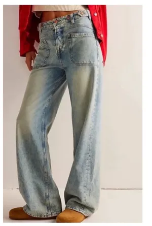 NEW Free People We the Free Palmer Cuffed Baggy Jeans Size 27 thumbnail 13