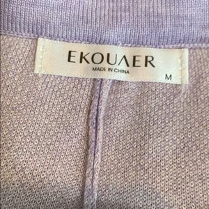 Ekouaer Purple Floral Knit Lounge Set Long Sleeve Top Shorts 2-Piece Medium thumbnail 12