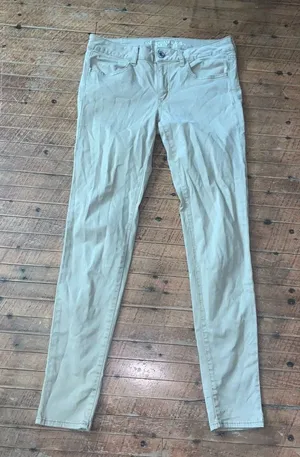 American Eagle tan 8 long stretchy normcore jeggings thumbnail 1