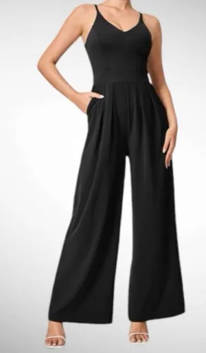 Halara Backless Side Invisible Zipper Pocket Wide Leg Quick Dry Slip Jumpsuit thumbnail 1