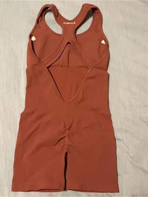 Aurola Brown Power Romper Small, Removable Padding, Racerback, Ruched Back thumbnail 8