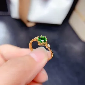 18K Gold Plated Adjustable Birthstone Green Crystal Emerald Ring for Women thumbnail 4