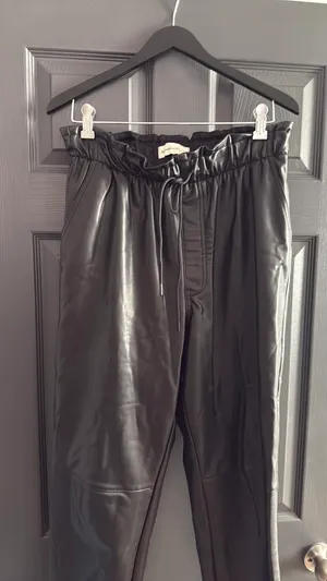 Abercrombie Black Vegan Leather Pants thumbnail 1