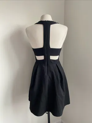 Lulus Classic Black Sleeveless Fit-and-Flare Dress Cut Out Back Womens Sz Medium thumbnail 3
