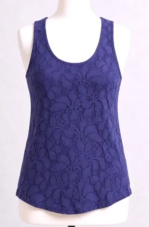 Banana Republic Purple‎ Lace Front Tank Top Sleeveless XS Floral Purple Bohemian thumbnail 1