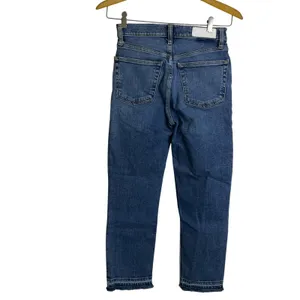 Re/Done 90s High Rise Extra Crop Jeans Womens 25 Blue Denim Button Undone Hem thumbnail 2