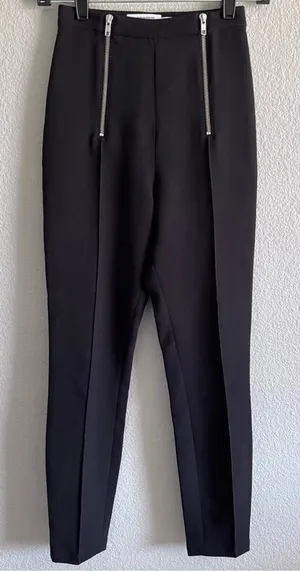 & Other‎ Stories Women's High Rise Black Pleated Double Zip Trouser Pants thumbnail 1