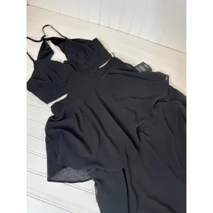 NWT Lulus Tier and Now Black Tie-Back Tiered Maxi Dress Wedding Prom Bride XXS thumbnail 3