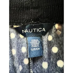 Nautica Navy Blue Polka Dot Plush Velour Pajama Set Women's Small thumbnail 6