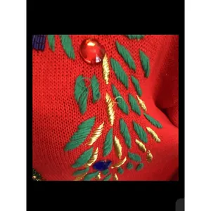 Vintage 90s Lindsey Blake Nutcracker Wreath Holiday Christmas Sweater Red Beaded thumbnail 3