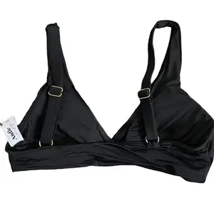NWT Andie The Belmar Top Twisted V Neck Plunge Bikini Top Removable Cup M Black thumbnail 5