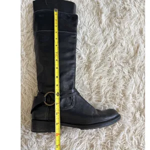 Steve Madden Black Leather Knee High Boots Womens Size 7 Riding Moto StyLe thumbnail 3