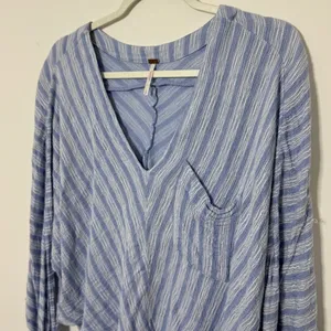 Free People Morning Striped Dolman Top Size Small Blue Minimal Beach Blue Fall thumbnail 3