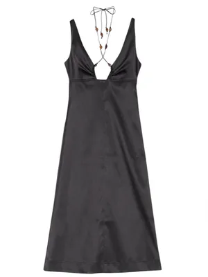 GANNI V-Neck HALTER Sleeveless DRESS in black 38 thumbnail 3