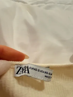 Zara Women’s Cream Beaded Hem Long-Sleeve Crop Top thumbnail 6