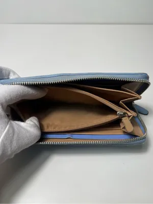 Coach Periwinkle Light Blue Leather Accordion Continental Zip Around Long Wallet thumbnail 10