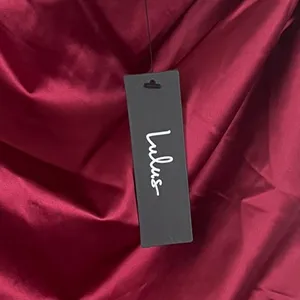 NWT Lulus Utter Obsession Burgundy Red Satin Boat Neck Mini Dress Size Small thumbnail 7