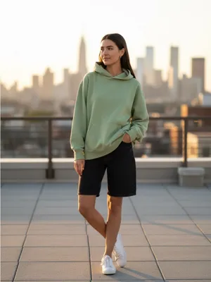 PINK Victoria’s Secret Oversized Hoodie Sage Green Boxy Pullover Sweatshirt L thumbnail 2