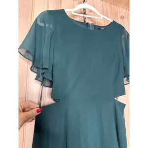 NWT Lulus Blissful Love Dark Green Cutout Mini Skater Dress Party Night Out Sz M thumbnail 4