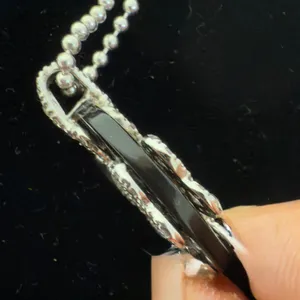 Sterling Silver Dots Chain & Onyx Pendant NWOT thumbnail 6