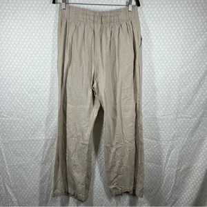 Abercrombie‎ & Fitch Women Trousers Sz M Tan Linen Pleated High Rise Wide Leg thumbnail 7