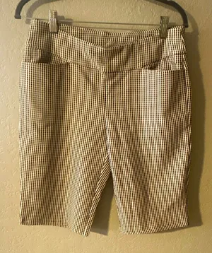 AceGolfs Women's Brown/White Gingham Bermuda Golf Shorts M NWT thumbnail 1