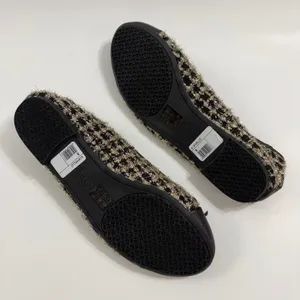 Dune London Hallo Ballet Flats 8 Black Gold Tweed Metallic Bow Logo Charm thumbnail 6