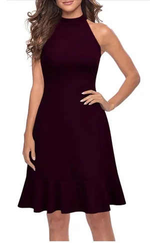 NEW Sleeveless Halter Neck Evening Formal Cocktail Prom Dress S thumbnail 1