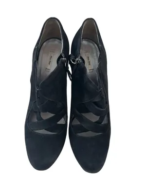 MIU MIU Black Suede Booties Heels Size 39.5/9.5 thumbnail 2