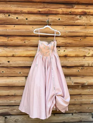 MAC DUGGAL Pink Size 8 Strapless Crystal Embellished Satin A-Line Dress Gown thumbnail 7