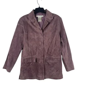 VTG Jessica Holbrook Suede Leather Jacket Womens S Purple Button Front Western thumbnail 1