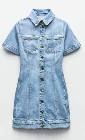 Zara Z1975 FITTED DENIM MINI DRESS thumbnail 2