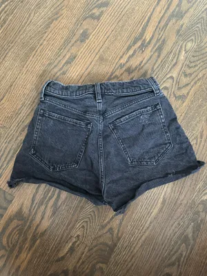 Abercrombie and fitch black Curve Love High Rise waisted Mom Shorts thumbnail 5