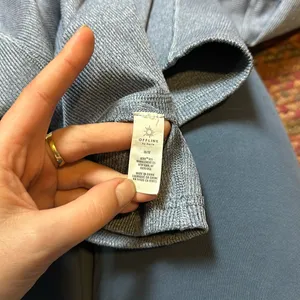 Nwot Aerie Blue Ribbed Mock Neck Long Sleeve Athletic Stretch Crop Top thumbnail 2