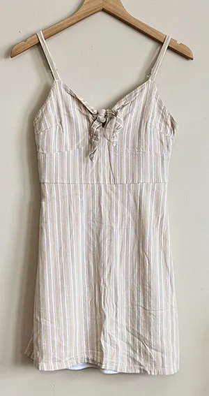 Hollister Women's Y2K Sleeveless Striped Dress Size S Bow Adjustable Lined EUC‎ thumbnail 1