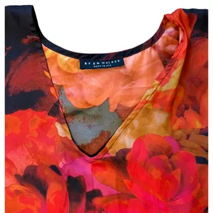Bryn Walker M L Paola Tunic Lagenlook Oversized Top Shirt Floral Black Red thumbnail 6