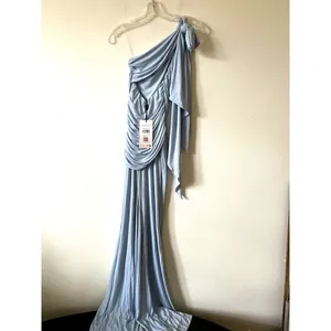 Oh Polly Annelise Premium Jersey One Shoulder Gown Maxi Dress Powder Blue XS New thumbnail 10