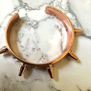 Rose gold tone spiky rhinestone cuff bracelet thumbnail 2