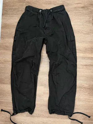 100% Cotton Black Cargo Pants Size M thumbnail 1