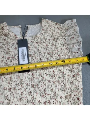 S.DEER Floral Smocked Maxi Dress Women’s Small NWT Cream Cottagecore Ruffle thumbnail 3
