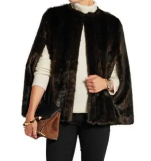 Brown Faux Fur Cape sz M / L thumbnail 4