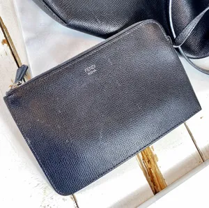 Fendi Textured Leather Logo Shopping Tote & Detachable Pouch thumbnail 8