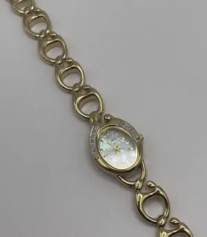 Working Colibri Diamond Gold Tone Women’s Wrist Watch MOP Mother Of Pearl Face thumbnail 4